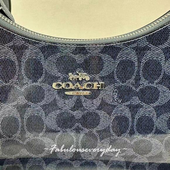 Coach Teri Hobo Crossbody Shoulder Bag In Signature Canvas CAK28 Dark Denim NWT - Picture 2 of 10